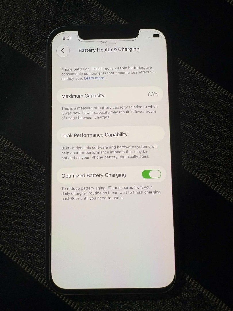 iPhone 12 (Category: iPhone 12 Series) located in Manila. Submitted by joweeeeeemmm (Listing ID 1470081159, Image 1). Description: iPhone 12 64gb 83%batt health unit only no sim restrictions .