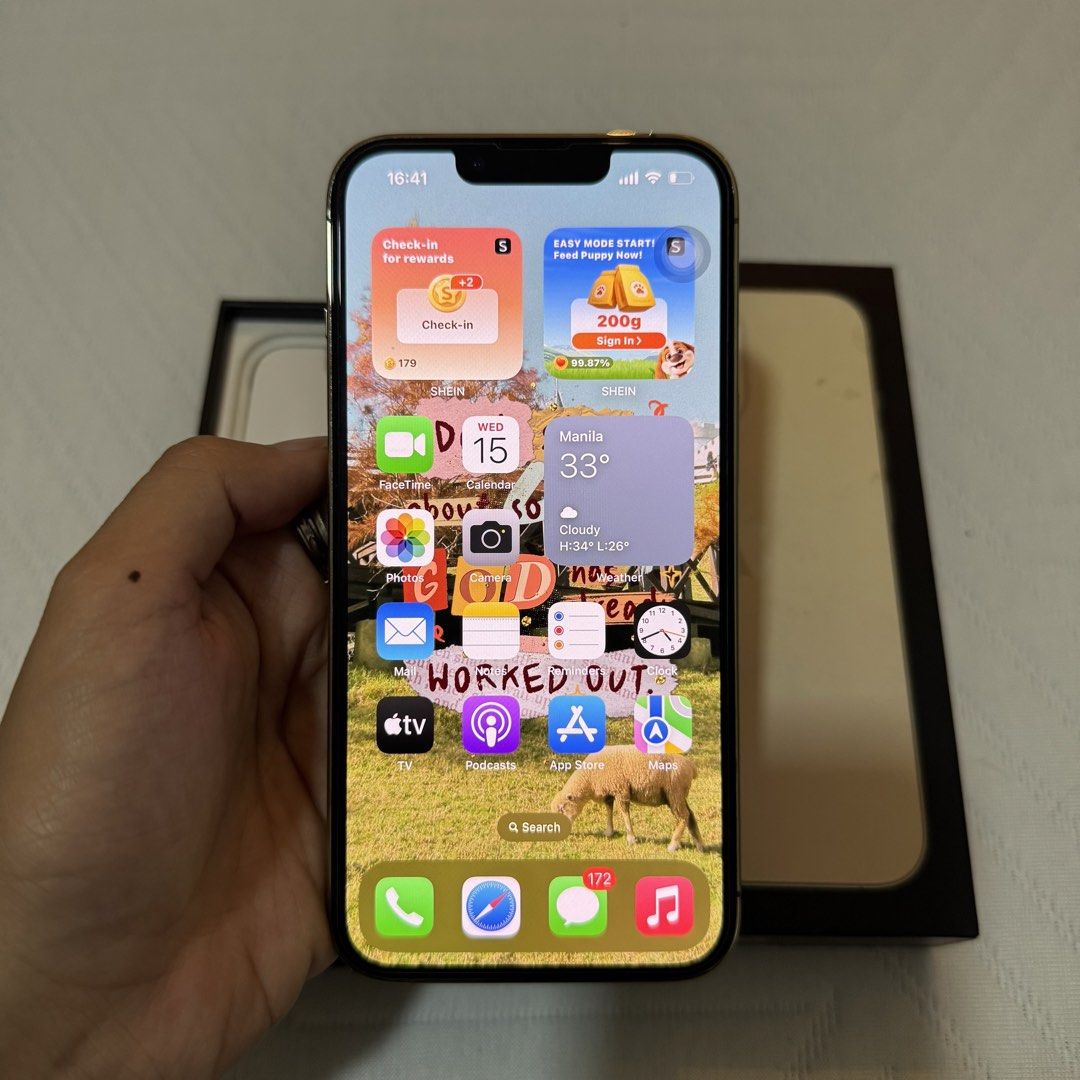 Iphone 13 Pro 128gb (Category: iPhone 13 Series) located in Cainta. Submitted by chambieee (Listing ID 1470068640, Image 2). Description: NO LAST PRICE ANYMORE :) Personal used 😊 128gb Color: Gold Openline (no sim restrictions) Still presentable 70% battery health (original) Display: Genuine apple part (wayback 2024) (apple service center) Overall working and usable :)) With original box and case only Rfs: Upgrade Transparent with the issues so 