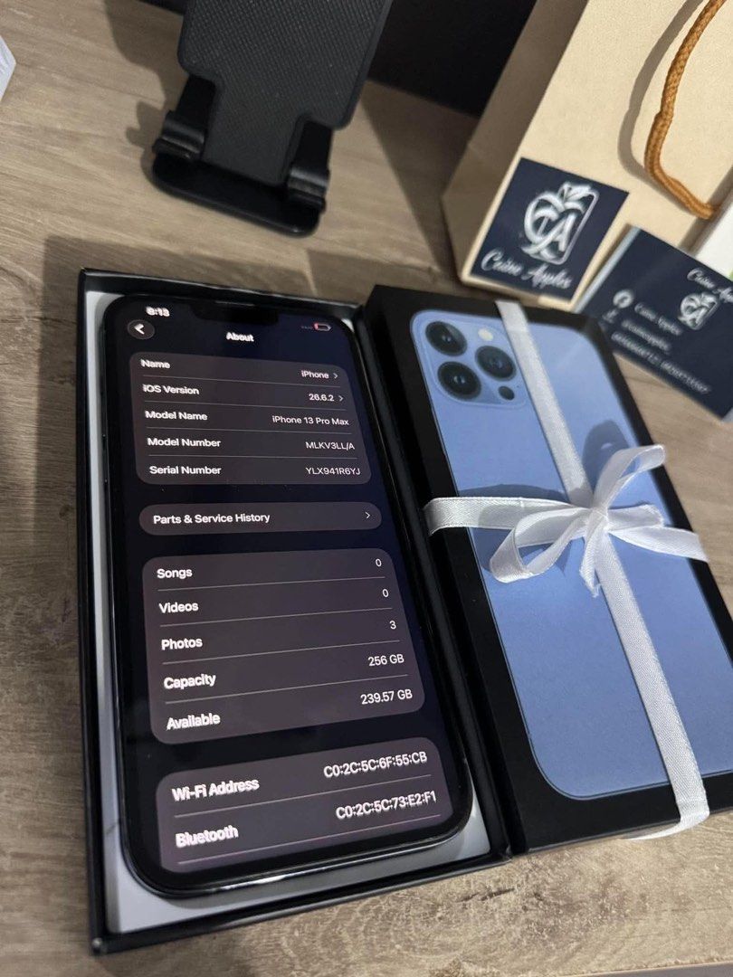 IPHONE 13 PRO MAX 256GB (Category: iPhone 13 Series) located in Muntinlupa City. Submitted by lilikimmm (Listing ID 1470038604, Image 2). Description: Selling Iphone 13 Pro Max 256GB — all working properly — any sim will work — face id & true tone working — with box and chord & cases Honest Description — Replaced Battery (FLYCDI) 100BH — Replaced LCD but orig pinalit ₱21,500 Meet up: Around Muntinlupa.