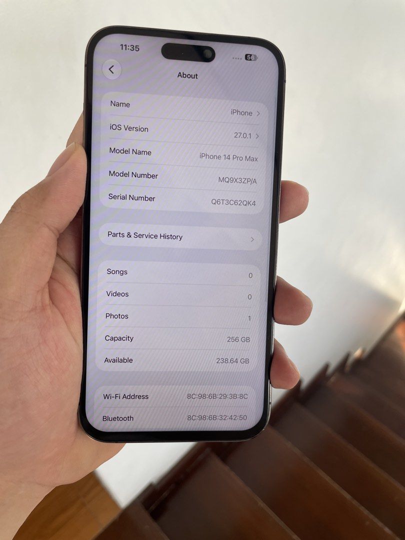 IPHONE 14 PRO MAX 256GB (Category: iPhone 14 Series) located in Quezon City. Submitted by zenphoenix-13e2cc (Listing ID 1470033993, Image 2). Description: For sale/swap iphone 14 pro max 256gb 84% battery health Openline/NTC Unit case only no scratch or dents Price:27,500 negotiable issue: Replaced lcd (OLED) still 120hz Location/meetup: marikina or halfway.