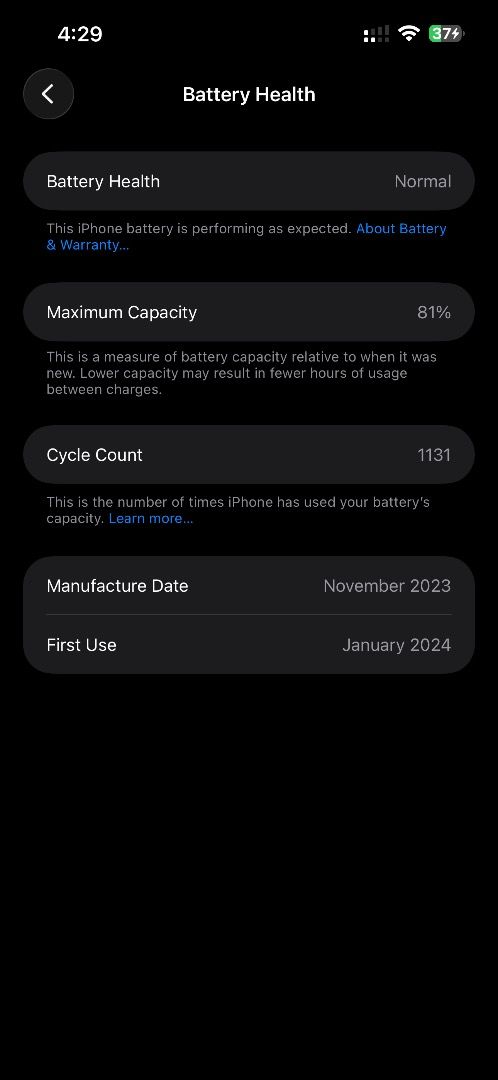iPhone 15 Plus (Category: iPhone 15 Series) located in Noveleta. Submitted by hdrebadavia (Listing ID 1470033596, Image 2). Description: Price ₱30,000 UNIT DETAILS • Model: iPhone 15 Plus • Color: Black • Storage: 128GB • Battery Health: 81% • Purchase Date: January 2024 • SIM: Not carrier-locked; eSIM supported CONDITION • Used, with minimal scratches and signs of normal usage • No known major issues • All functions working properly • No history