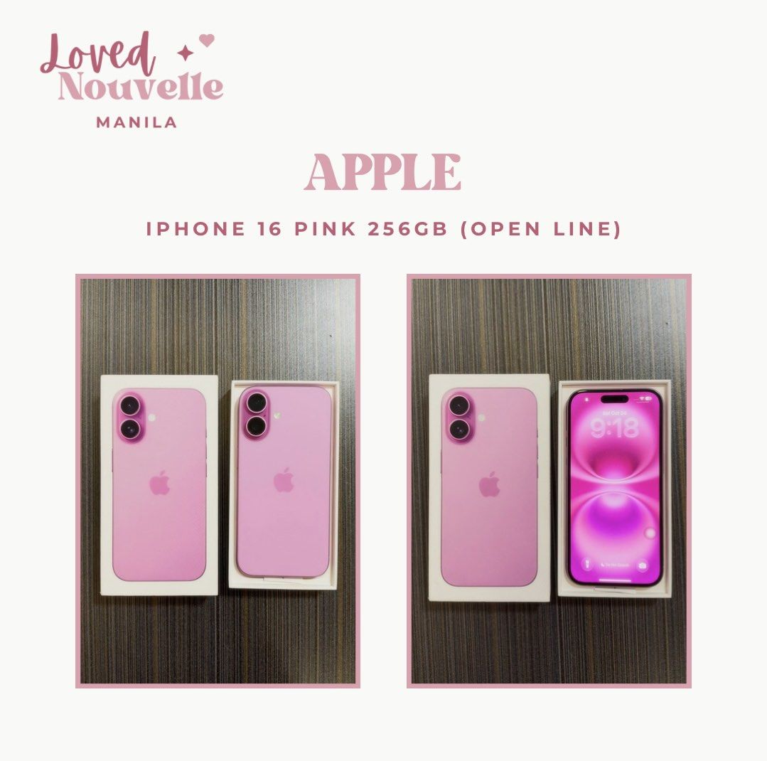 iPhone 16 Pink 256GB (Open Line) (Category: iPhone 16 Series) located in Mandaluyong City. Submitted by lovednouvellemanila (Listing ID 1470094825, Image 1). Description: PRE-LOVED Negotiable (PM us your price) Color may vary due to lighting Can Provide Discount and Free Shipping if will Purchase Immediately COD available via Gogo Express Can Provide Proof that it is Still Working No Sim Restrictions No Issues Light Scratches on Camera Side Butto