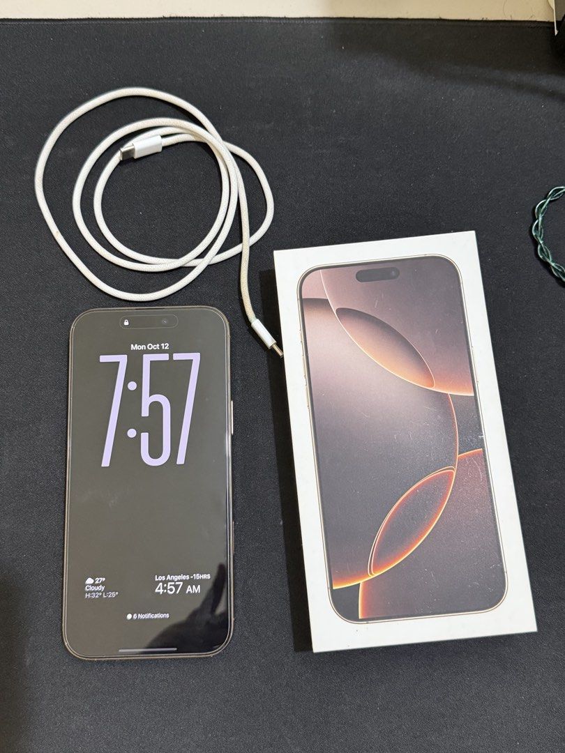 iPhone 16 Pro Max (Category: iPhone 16 Series) located in Makati City. Submitted by hi_blossom (Listing ID 1470050525, Image 3). Description: iPhone 16 Pro Max 512gb Factory Unlocked Excellent condition, no flaws, no dents 90% BH Inclusions: Cord, Cases, box - Meetup Locations: BGC Taguig, SM Makati, and SM Megamall, Vista Mall.