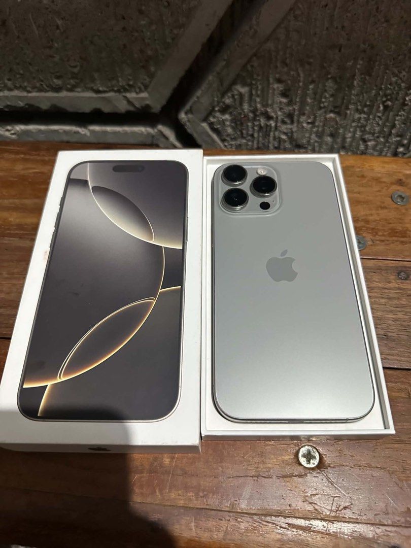 Iphone 16 Pro Max (Category: iPhone 16 Series) located in Marikina City. Submitted by thealexaclub.clo (Listing ID 1470062352, Image 2). Description: FOR SALE ONLY‼️ Iphone 16 Pro Max 256gb 87% Battery Health Natural Titanium In great condition (see photos) No sim restrictions No history of repair No issue! Inclusions: Original Box Original Cable Charger Slightly negotiable for sure buyer Meet up only! so u can check everything. 📍Cubao/Marikina.