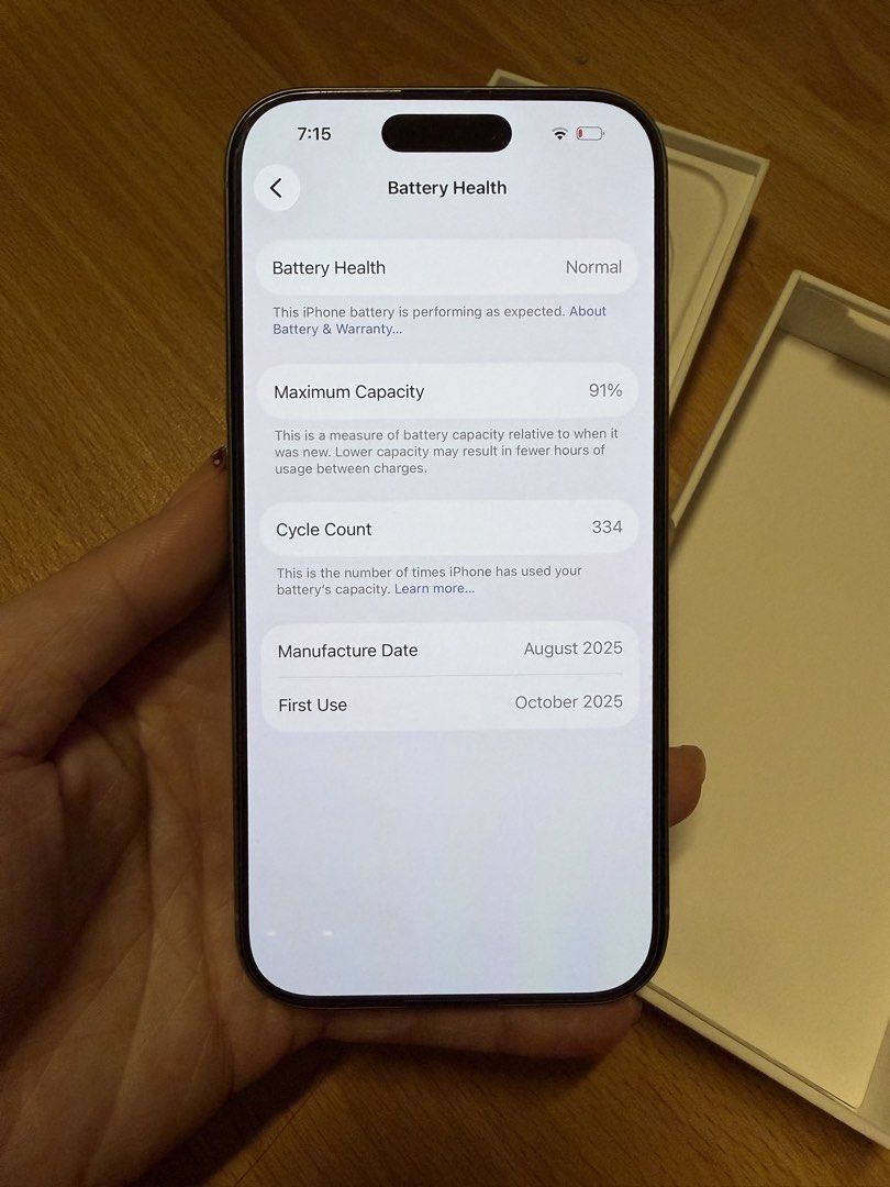 iPhone 17 256gb (US Variant) in Sage Green (Category: iPhone 17 Series) located in Mandaluyong City. Submitted by hellothere98 (Listing ID 1470123233, Image 3). Description: FOR SALE: iPhone 17 256GB (US Variant) Details: - Storage: 256GB - Color: Sage Green - US Variant — eSIM Only - Battery Health: 91% - Cycle Count: 334 - First Used: October 2025 - Battery Status: Normal - Comes with original box, charging cable & clear MagSafe case - Well-mai