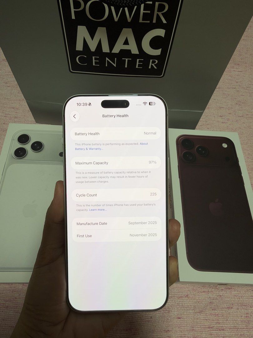 iphone 17 pro max (Category: iPhone 17 Series) located in Rosario. Submitted by love.ara (Listing ID 1469966822, Image 3). Description: iPhone 17 Pro Max 256GB - Silver • 97% Battery Health • 225 Cycle Count • Openline - Any SIM • 100% Smooth & Kinis • No hidden issues, all functions working • Protected with original tempered glass since Day 1 • No chip, no scratches • Lady owned ( i have extra phone) • Bought at Power Mac Center Robinsons La Uni