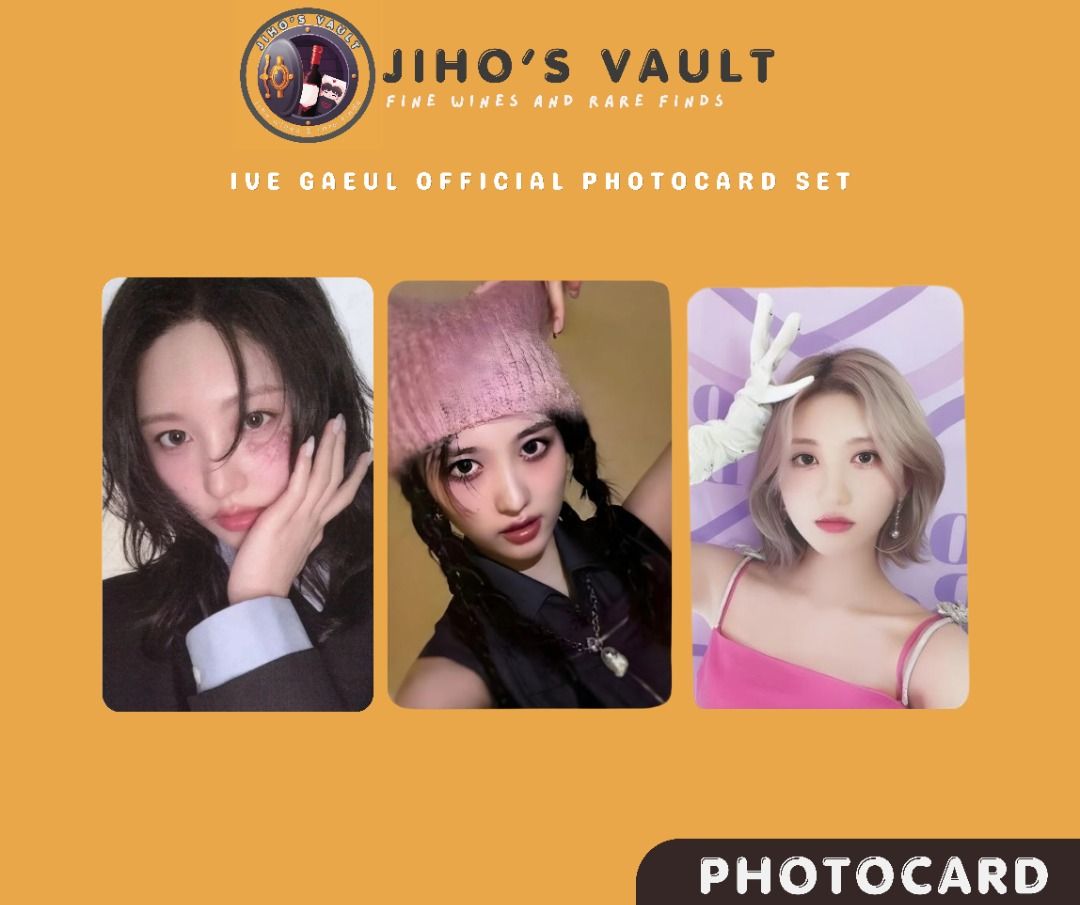 IVE GAEUL PHOTOCARD SET (Category: K-Wave Merchandise) located in Pasig City. Submitted by jihosvault (Listing ID 1469973297, Image 1). Description: IVE Gaeul PC Set for 200 only. ★Strictly selling as set only ★No to video condition since all photocards was immediately put inside top loader and fine grain sleeves upon purchase and also super discounted na below srp ★read more before buying verybeary.carrd.co #JIHOSVAULT #IVE.