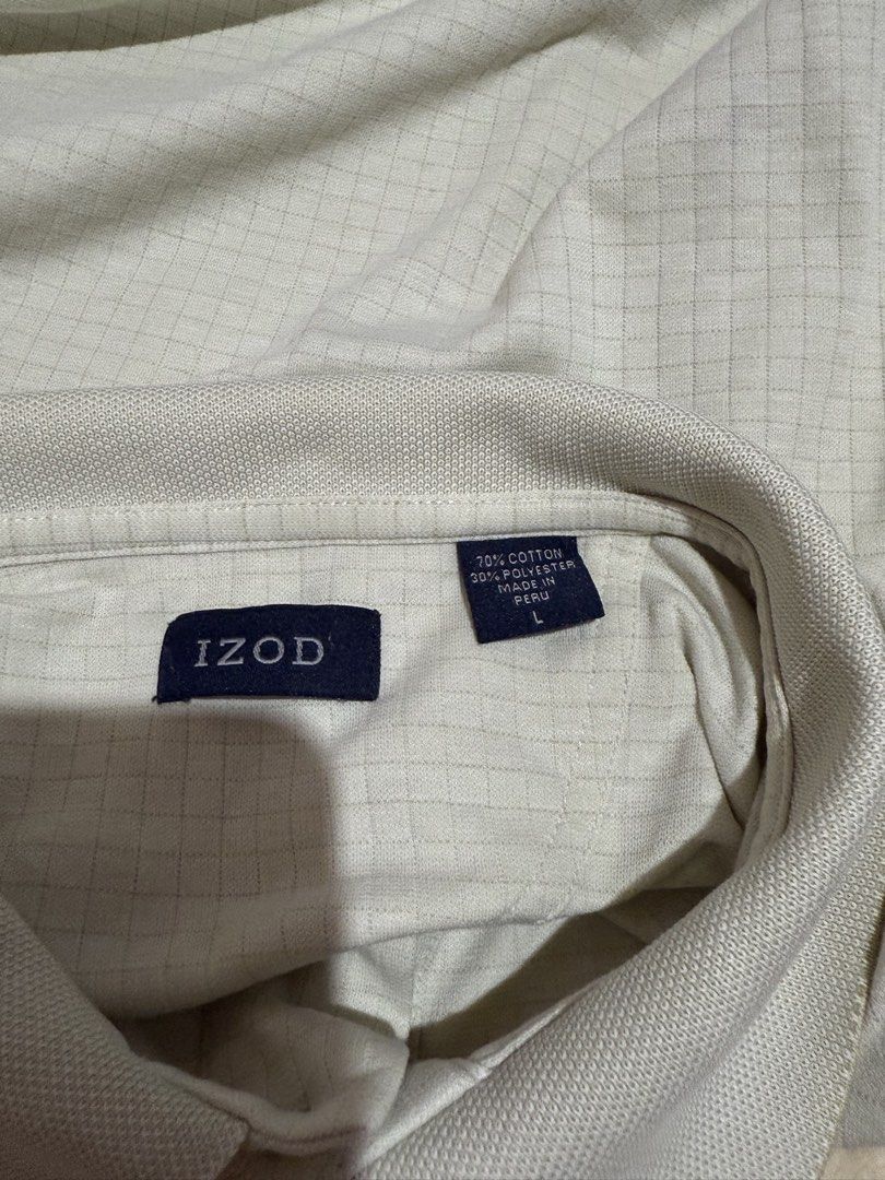 IZOD TEXTURED GRID POLO SHIRT (Category: Tshirts & Polo Shirts ) located in Calapan. Submitted by shop_storeal (Listing ID 1469983366, Image 3). Description: IZOD TEXTURED GRID POLO SHIRT Color: Cream / Light Beige / Off-White Size: XL (Relaxed Fit) Dimes: 30 front, 32 back, 25W Brand: IZOD • Condition: Great pre-loved condition! Clean, soft, and comfortable. • Price is negotiable! Open to reasonable offers. 📦 Shipping & Delivery: • Shipping via