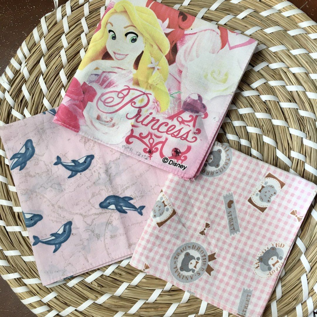 Japan cotton hankies for kids bundle 3pcs (Category: Scarves) located in Quezon, Isabela. Submitted by hankies_garden2 (Listing ID 1470036657, Image 1). Description: Fixed price‼️ Mix of bnew/ like new/ lightly used Cotton hankies from Japan 1 day reservation only‼️ *Please manage your expectations if there would be min flaws/ washable dirt/ small storage stain- major flaws will be disclosed #japanhankies #japanscarves #mcm #branded #fendi #picas