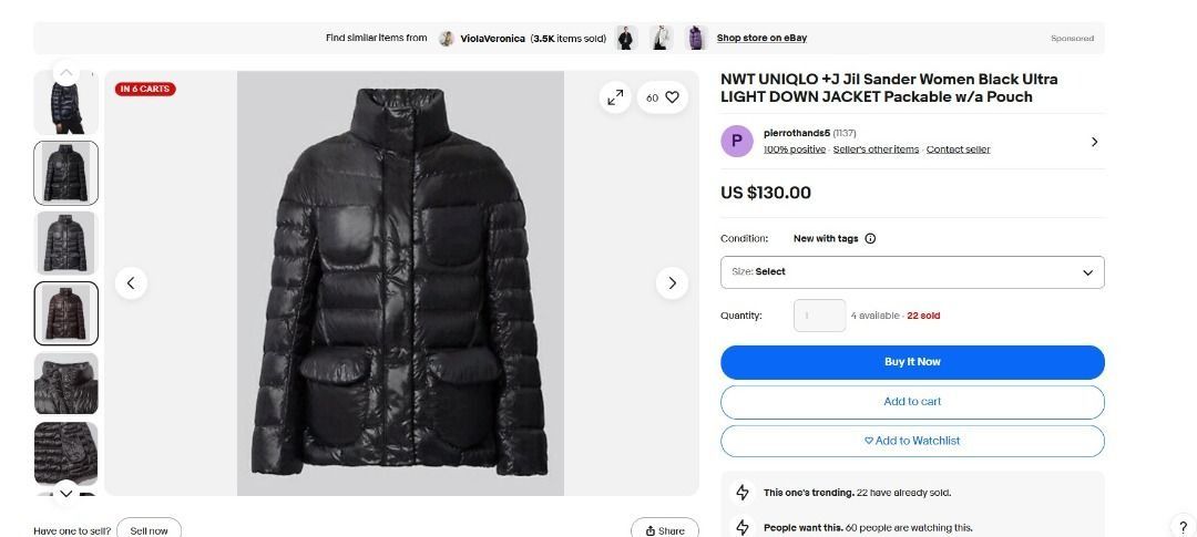 Jil Sander Uniqlo Ultra Light Down Jacket M (Category: Coats, Jackets and Outerwear) located in Antipolo. Submitted by bentakahitanoano (Listing ID 1469955897, Image 3). Description: Still in good condition Size M Pit to pit 20 Length 26.