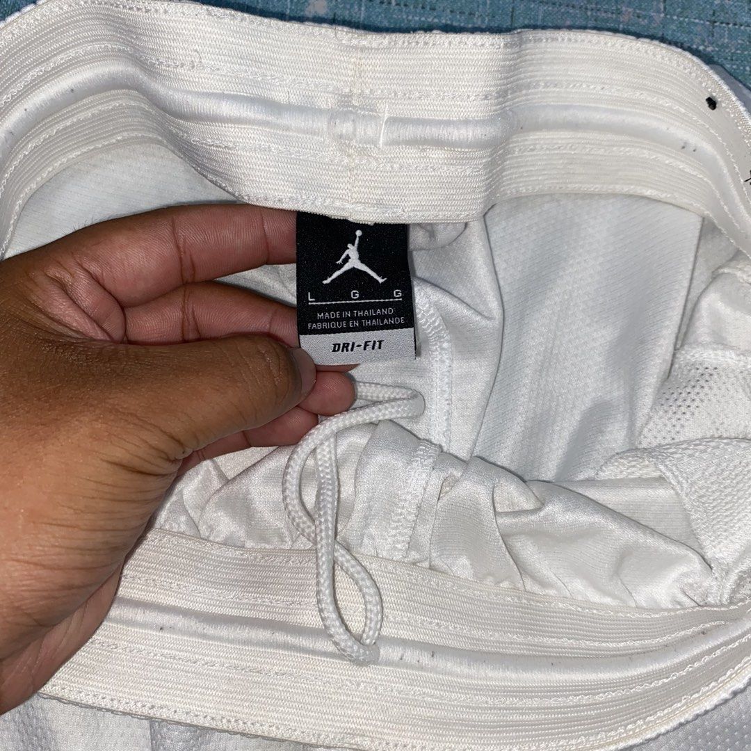 Jordan Triangle Dri-Fit Short (Category: Shorts) located in Cabuyao City. Submitted by stuffwarsph (Listing ID 1469948854, Image 3). Description: Large on tag Width 30-36 Length 21 Hem 12.5 Excellent condition pa tela may multiple pinholes lang see last pic 10/10 pa pagkawhite walang runs Needwash ₱350.