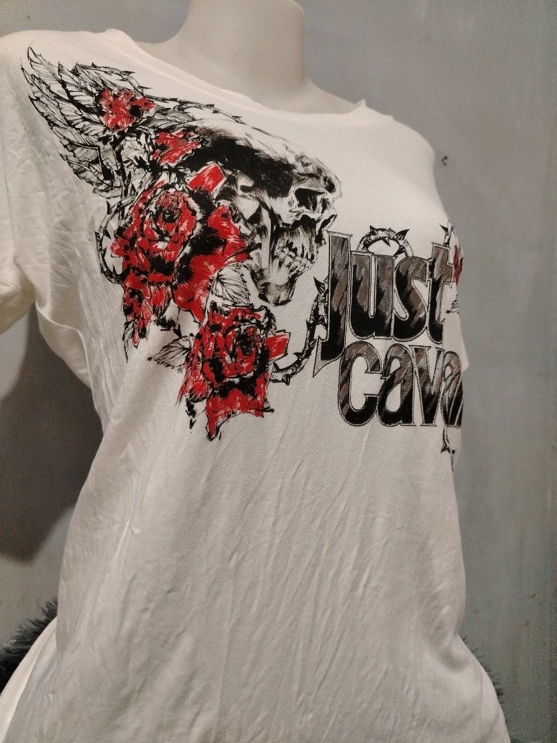 JustCavalli (Y2k) (Category: Shirts) located in Bocaue. Submitted by adrianberi35876 (Listing ID 1469985469, Image 2). Description: Justcavalli (Womens) Y2k Width:19.8 Length:24.5 Streachable Condition:9/10 Color Rate:9/10 Issue:🚫 (need rewash) 📩📩.