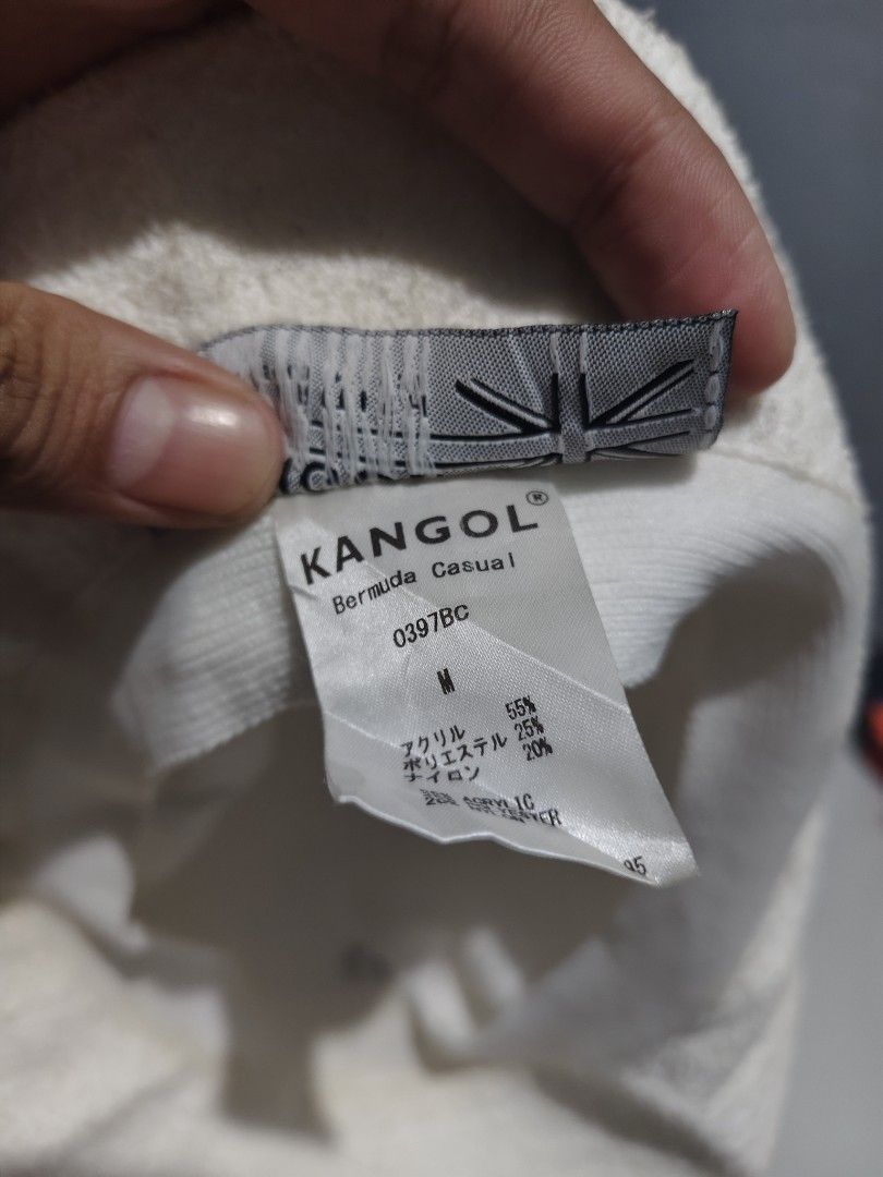 Kangol Bermuda Casual Bucket Hat White Size M (Category: Hats & Beanies) located in Daet. Submitted by eezekethrift (Listing ID 1470070335, Image 3). Description: - Brand: Kangol Bermuda Casual bucket hat - Color: White - Size: Medium (M) - Material: 55% acrylic, 25% polyester, 20% nylon - Texture: Classic towel-like terry finish - Branding: Embroidered kangaroo logo on front with interior Union Jack label - Condition: Brand new with tags.