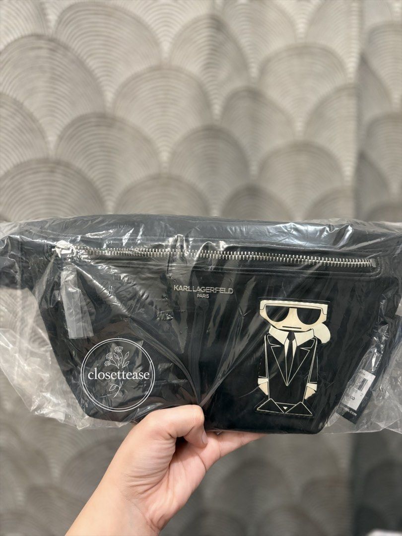 Karl Lagerfeld belt bag black (Category: Belt bags, Clutches and Pouches) located in Manila. Submitted by closettease (Listing ID 1469957603, Image 1). Description: Brand new in black color Restock 📍 Not guaranteed kaya selling low, but feel free to check reviews sold the same item before.