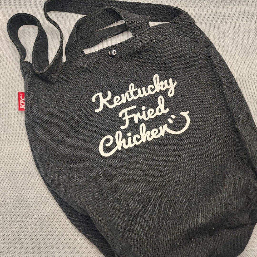 KFC Japan 2WAY Canvas Tote Bag (Category: Cross-body Bags) located in Binan City. Submitted by dottienook (Listing ID 1470083753, Image 1). Description: KFC Japan 2018 New Year Fukubukuro (Lucky Bag) 2WAY Canvas Tote Bag sf at buyers expense.