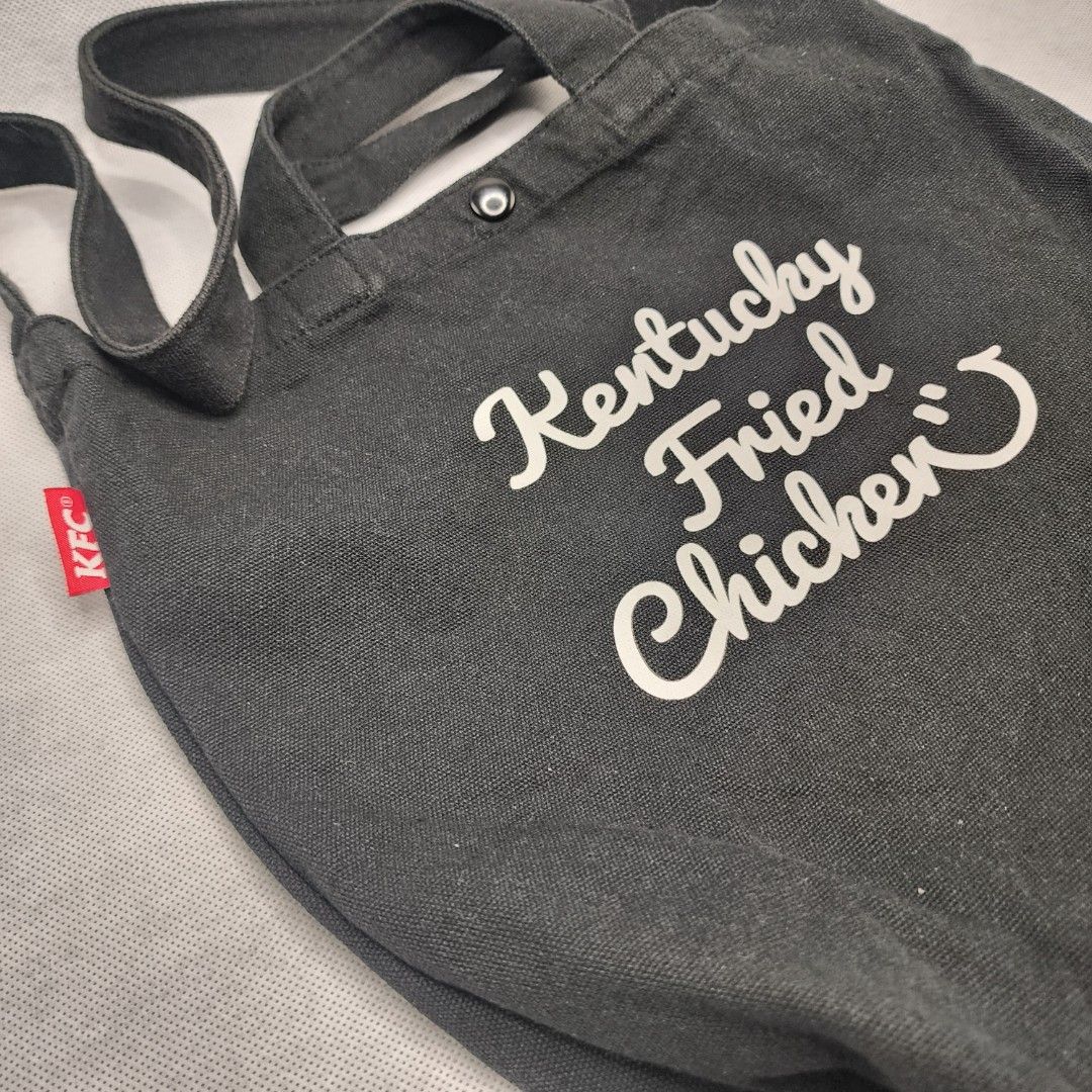 KFC Japan 2WAY Canvas Tote Bag (Category: Cross-body Bags) located in Binan City. Submitted by dottienook (Listing ID 1470083753, Image 2). Description: KFC Japan 2018 New Year Fukubukuro (Lucky Bag) 2WAY Canvas Tote Bag sf at buyers expense.
