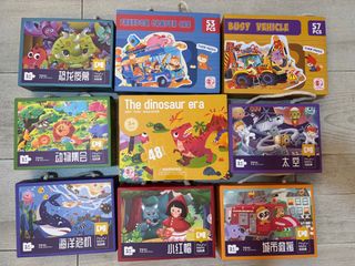 (24 pcs) School Bus Animals Jigsaw Puzzle with storage bag - For kids ...
