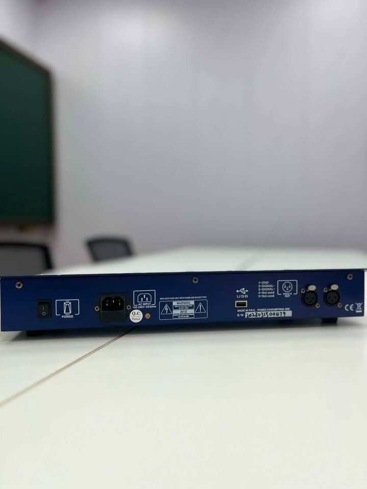 King Kong 256 DMX Lighting Console Controller (Category: Soundbars, Speakers & Amplifiers) located in Paranaque City. Submitted by digitalconcept.corp (Listing ID 1469967713, Image 2). Description: - Model: King Kong 256 DMX controller - Color/Design: Blue chassis with a clean interface layout - Controls: Numerous sliders, buttons, and dual jog wheels - Rear Panel: Standard power input, USB port, and dual XLR DMX outputs - Condition: Serial numbe