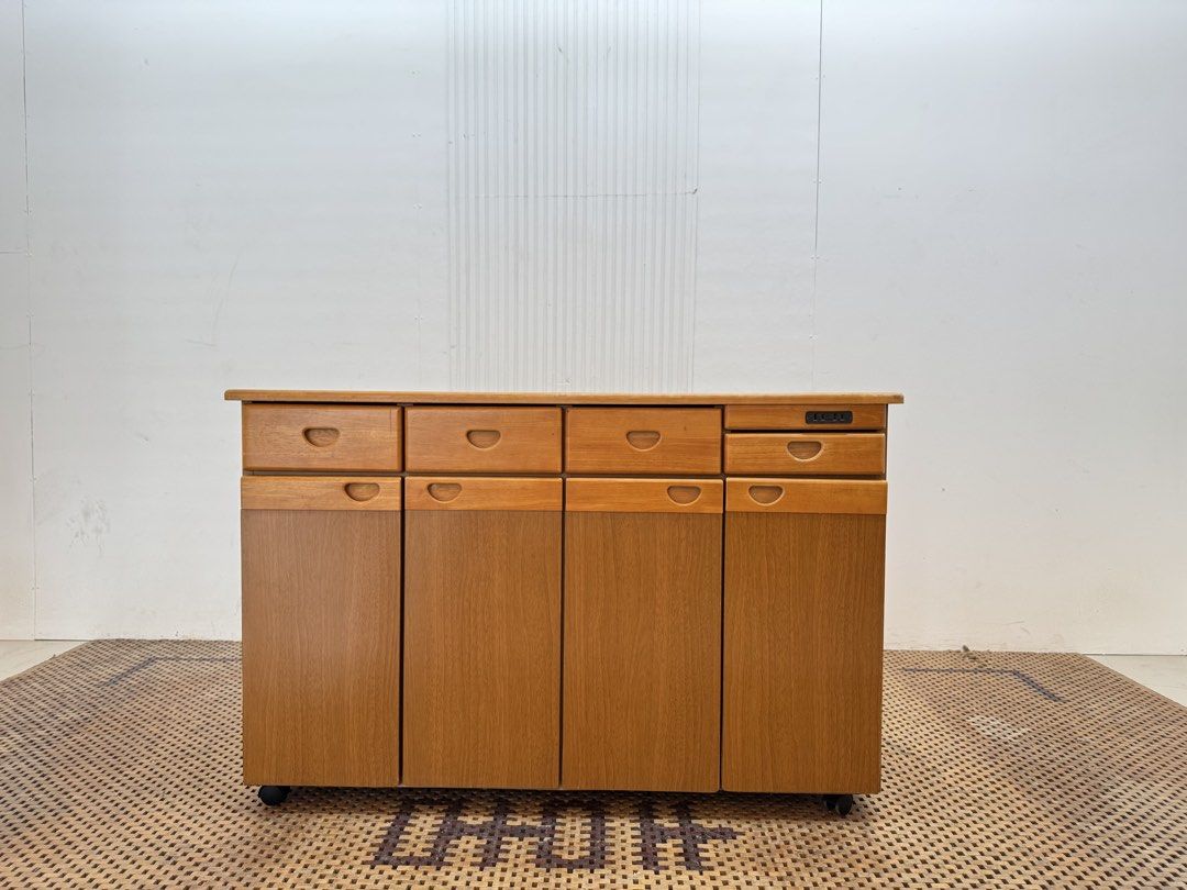 Kitchen Counter (Category: Shelves, Cabinets & Racks) located in Quezon City. Submitted by matetdevis13 (Listing ID 1470056112, Image 1). Description: Wooden Kitchen Counter with Outlet and Rollers Price: 8,500 L47 x W17.5 x H30 In good condition Code MJS30-R30.