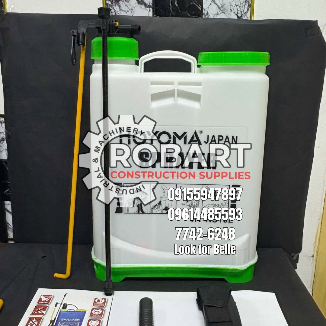 Knapsack Sprayer 16L (Category: Construction Tools & Equipment) located in Manila. Submitted by bellarobart (Listing ID 1470010202, Image 2). Description: Knapsack Sprayer Brand: Hoyoma Capacity: 16L 𝑹𝑶𝑩𝑨𝑹𝑻 𝑪𝑶𝑵𝑺𝑻𝑹𝑼𝑪𝑻𝑰𝑶𝑵 𝑺𝑼𝑷𝑷𝑳𝑰𝑬𝑺 WEBSITE: robartool.com Office Address: 1405 Yuseco St. Sta Cruz Manila SEND US MESSAGE FOR INQUIRIES ‼️‼️ Glb/Vibr: 0915-594-7897 Smrt: 0961-448-5593 Landline: (7746-6248 / 7002-2872) 𝓛𝓞𝓞𝓚 𝓕