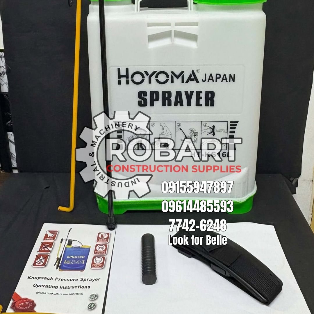 Knapsack Sprayer 16L (Category: Construction Tools & Equipment) located in Manila. Submitted by bellarobart (Listing ID 1470010202, Image 1). Description: Knapsack Sprayer Brand: Hoyoma Capacity: 16L 𝑹𝑶𝑩𝑨𝑹𝑻 𝑪𝑶𝑵𝑺𝑻𝑹𝑼𝑪𝑻𝑰𝑶𝑵 𝑺𝑼𝑷𝑷𝑳𝑰𝑬𝑺 WEBSITE: robartool.com Office Address: 1405 Yuseco St. Sta Cruz Manila SEND US MESSAGE FOR INQUIRIES ‼️‼️ Glb/Vibr: 0915-594-7897 Smrt: 0961-448-5593 Landline: (7746-6248 / 7002-2872) 𝓛𝓞𝓞𝓚 𝓕