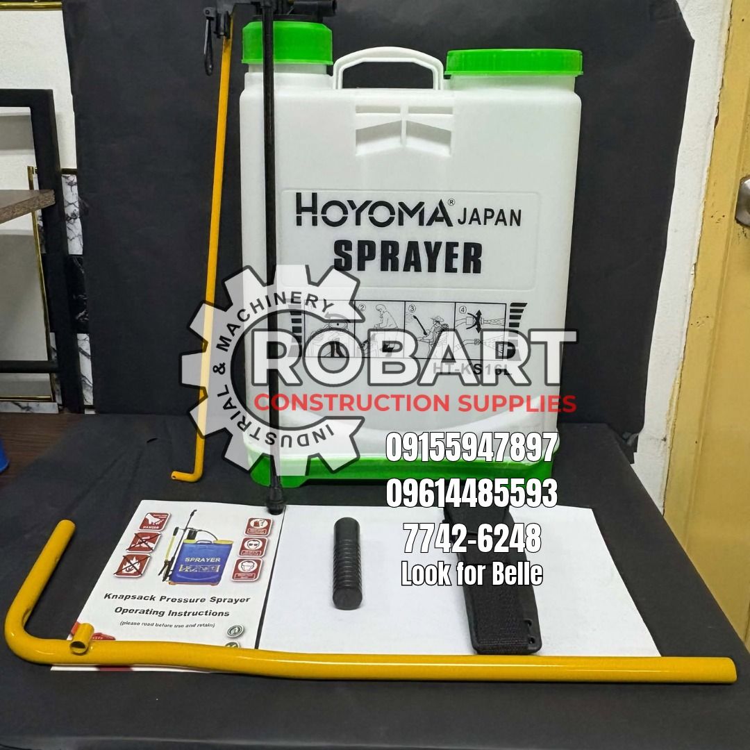 Knapsack Sprayer 16L (Category: Construction Tools & Equipment) located in Manila. Submitted by bellarobart (Listing ID 1470010202, Image 3). Description: Knapsack Sprayer Brand: Hoyoma Capacity: 16L 𝑹𝑶𝑩𝑨𝑹𝑻 𝑪𝑶𝑵𝑺𝑻𝑹𝑼𝑪𝑻𝑰𝑶𝑵 𝑺𝑼𝑷𝑷𝑳𝑰𝑬𝑺 WEBSITE: robartool.com Office Address: 1405 Yuseco St. Sta Cruz Manila SEND US MESSAGE FOR INQUIRIES ‼️‼️ Glb/Vibr: 0915-594-7897 Smrt: 0961-448-5593 Landline: (7746-6248 / 7002-2872) 𝓛𝓞𝓞𝓚 𝓕