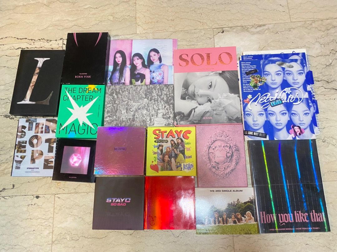 K-pop Albums, CDs, and Photocards Bundle (Category: CDs & DVDs) located in Manila. Submitted by waltdisney10 (Listing ID 1469960799, Image 1). Description: Rush Sale: TAKE ALL 16 KPOP ALBUMS 21 brandnew CDs 37 photocards 💯Original 10k nalang 🙂 Willing to do video call for legitimacy. Loc. Blumentritt tondo manila.