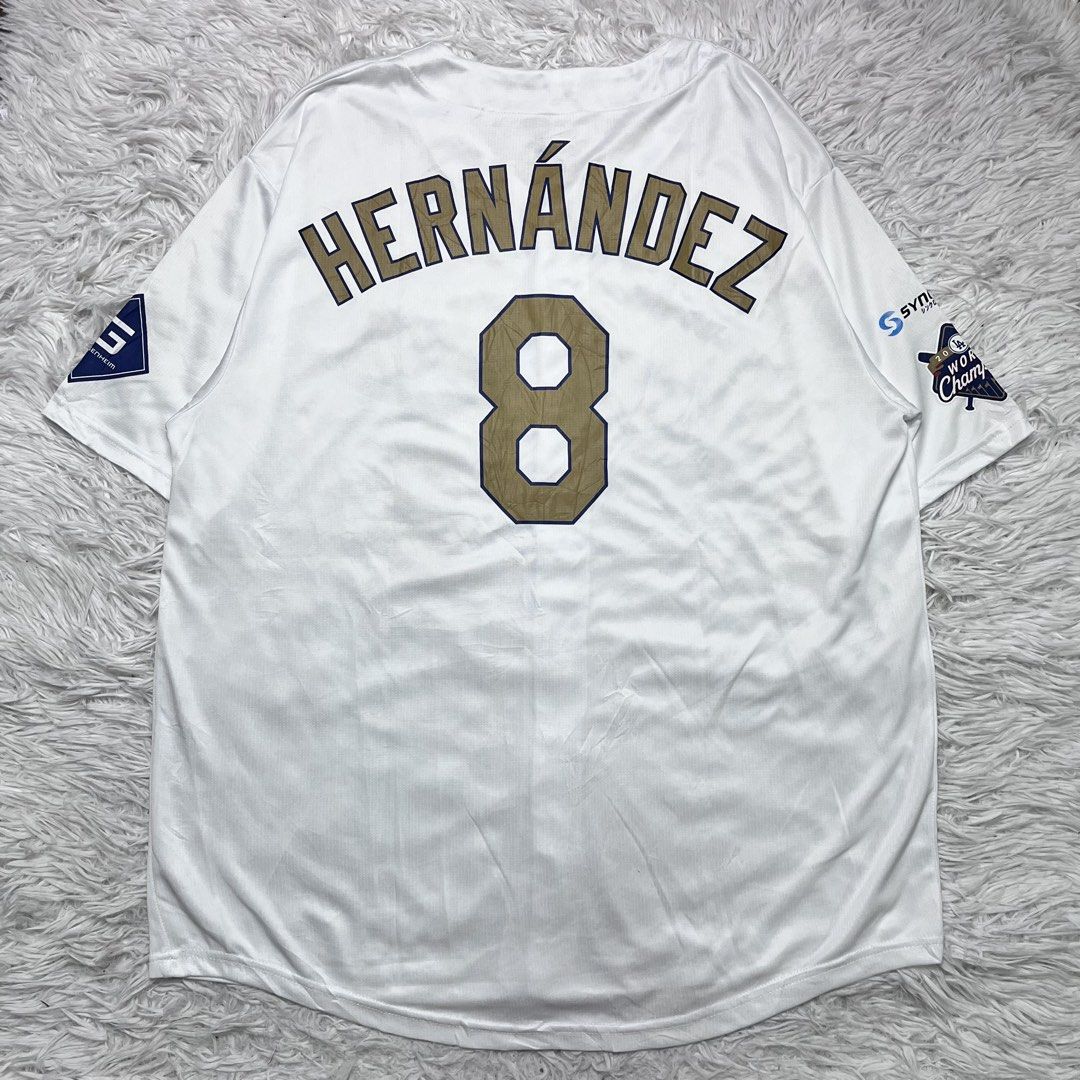 La dodgers MLB jersey (Category: Activewear) located in Baguio. Submitted by sellingtonshop (Listing ID 1469950300, Image 2). Description: u5. Los Angeles Dodgers Baseball Jersey #8 Hernandez by Dodgers Stadium Size: XL Dimes: 32*26 Condition: excellent Issue: washable dirt, fresh from box Mine:980 Steal: 1080 Grab: 1280.