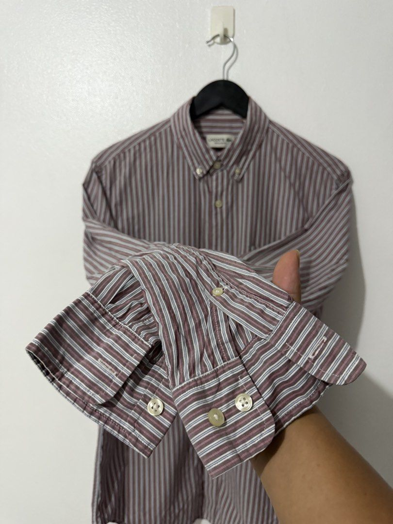 Lacoste - Button Down Long Sleeve Polo - Vertical Stripe (Category: Formal Shirts) located in Caloocan City. Submitted by thriftingbanana (Listing ID 1470081663, Image 2). Description: Excellent No issue Small Width 19 inches Length 28 inches.