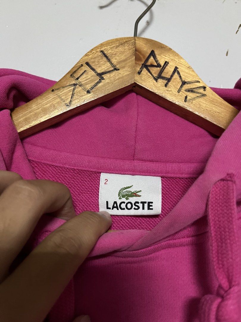 Lacoste big logo pink hoodie (Category: Hoodies) located in Kabankalan. Submitted by zeich_thrift (Listing ID 1470088997, Image 2). Description: Lacoste big logo pink hoodie 20x27 Excellent condition Issue: see last photo(minimal only).