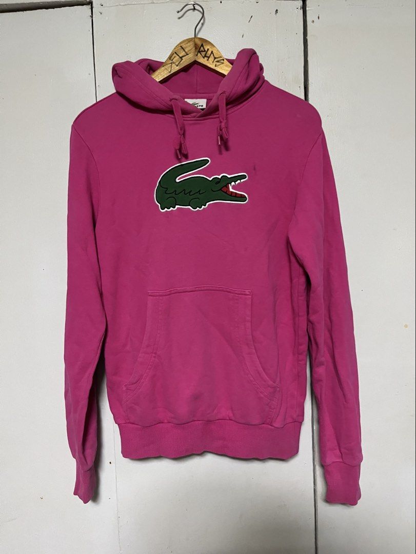 Lacoste big logo pink hoodie (Category: Hoodies) located in Kabankalan. Submitted by zeich_thrift (Listing ID 1470088997, Image 1). Description: Lacoste big logo pink hoodie 20x27 Excellent condition Issue: see last photo(minimal only).