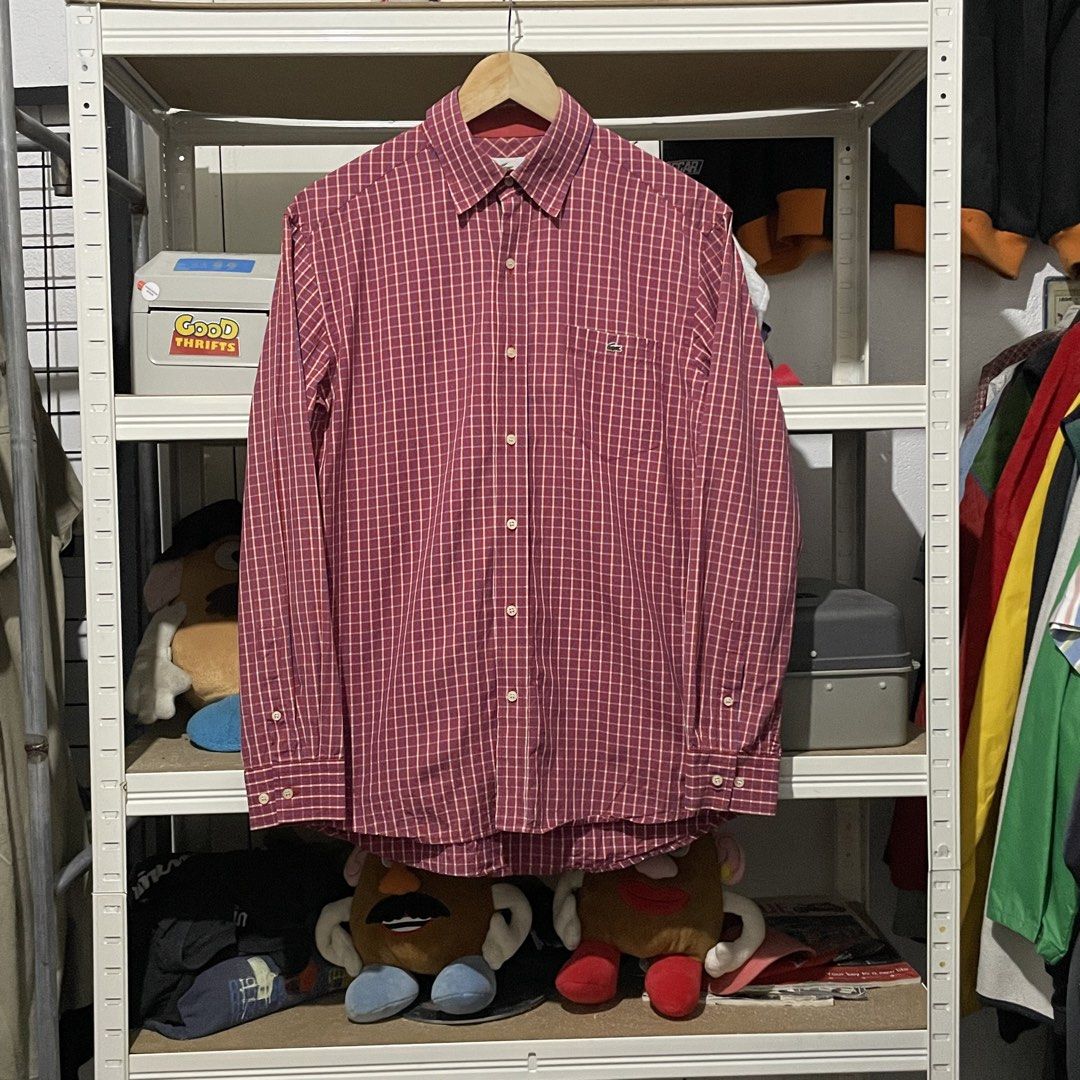 Lacoste Checkered Long Sleeve Button Down Shirt Size 40 (Category: Formal Shirts) located in Porac. Submitted by good.thriftsph (Listing ID 1470042833, Image 1). Description: Lacoste Checkered Red Button Down 20.5 x 28.5 Size 40 on tag (Medium) Excellent Condition Gcash•JNT•Porac Pampanga.