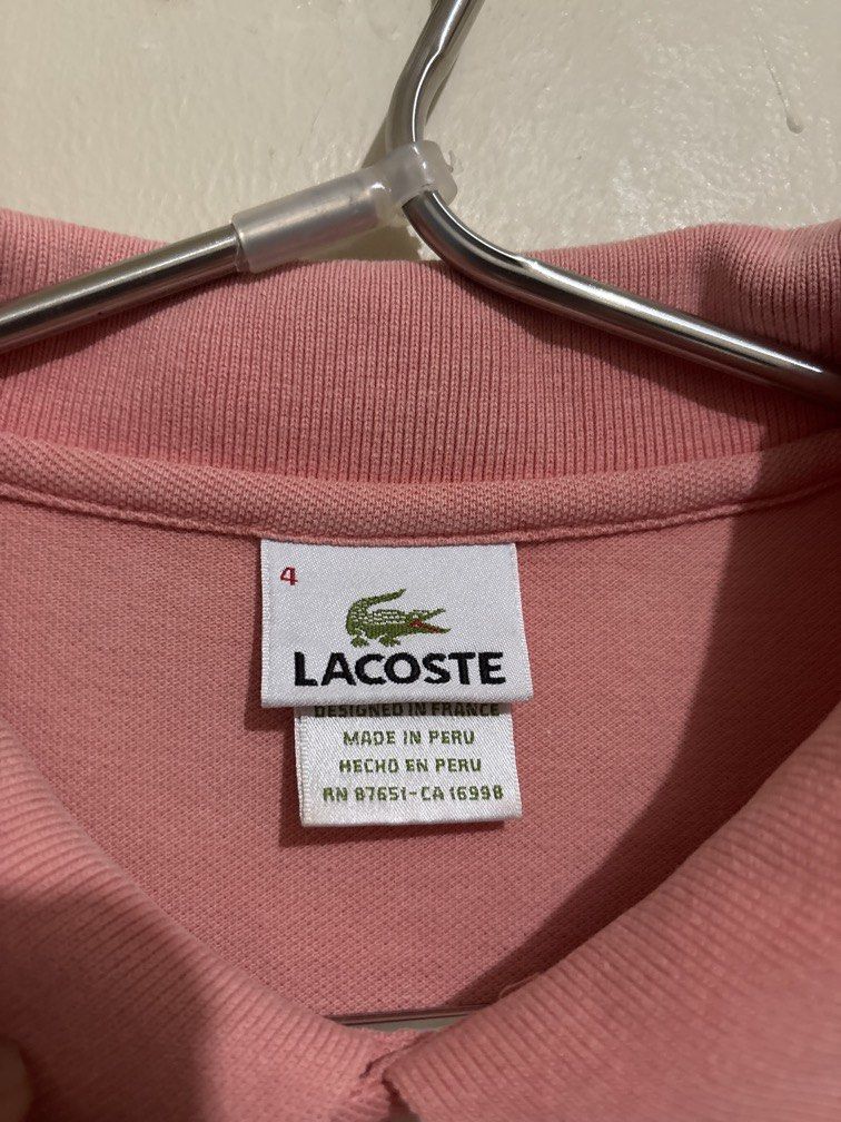 Lacoste Salmon Pink (Category: Tshirts & Polo Shirts ) located in Muntinlupa City. Submitted by owrayttttt (Listing ID 1470100714, Image 3). Description: - Lacoste Salmon Pink - Complete tags - Size 4 on tag - Dimes is 21x26 perfect for medium size - Needs to be washed - Free shipping via j&t.