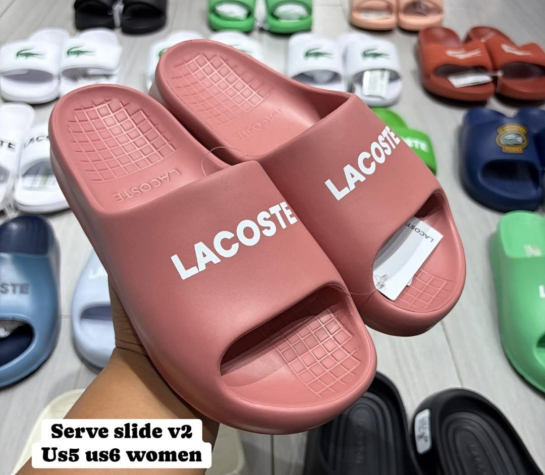 Lacoste Serve Slide V2 - Old rose (Category: Slippers and slides) located in Rizal. Submitted by hiraya16 (Listing ID 1470008303, Image 1). Description: Womens Size posted available Onhand ready to ship.