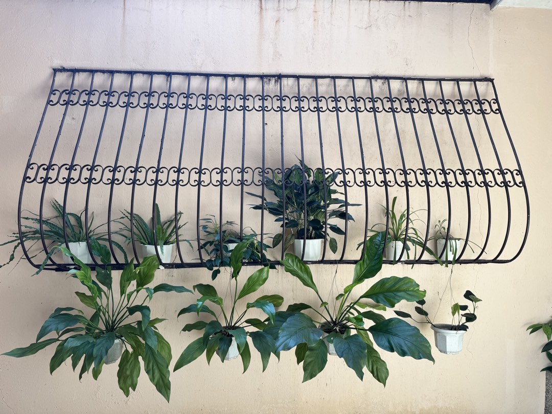 Large Decorative Wrought-Iron Railing / Plant Display – 9 Feet Long ...
