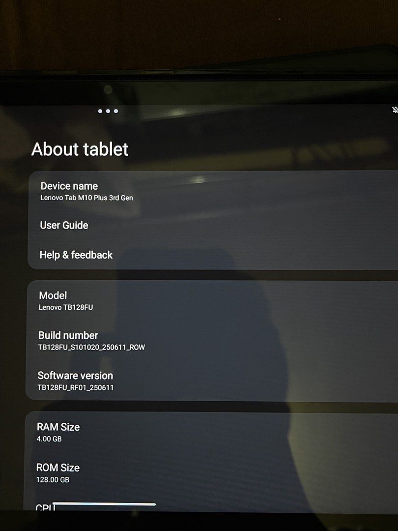 Lenovo Tab M10 Plus 3rd Gen (Category: Android) located in San Fernando. Submitted by deuce_thrift (Listing ID 1470124590, Image 2). Description: - Brand/Model: Lenovo Tab M10 Plus 3rd Gen (TB128FU) - Storage: 128GB ROM / 4GB RAM - Condition: Well-maintained and fully working - Inclusions: ProCase protective cover and stylus pen, type c cord - Perfect for: Online learning, media streaming, and daily productivity RFS: bought an ipad and this devic