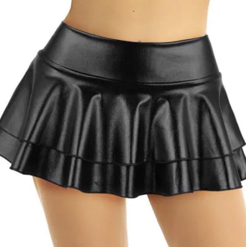 (LF) Black leather micro shorts or micro skirt (Category: Skirts) located in Manila. Submitted by kira.declutters (Listing ID 1470098555, Image 1). Description: 26-28" waist 7-9" length Zara bershka or any.