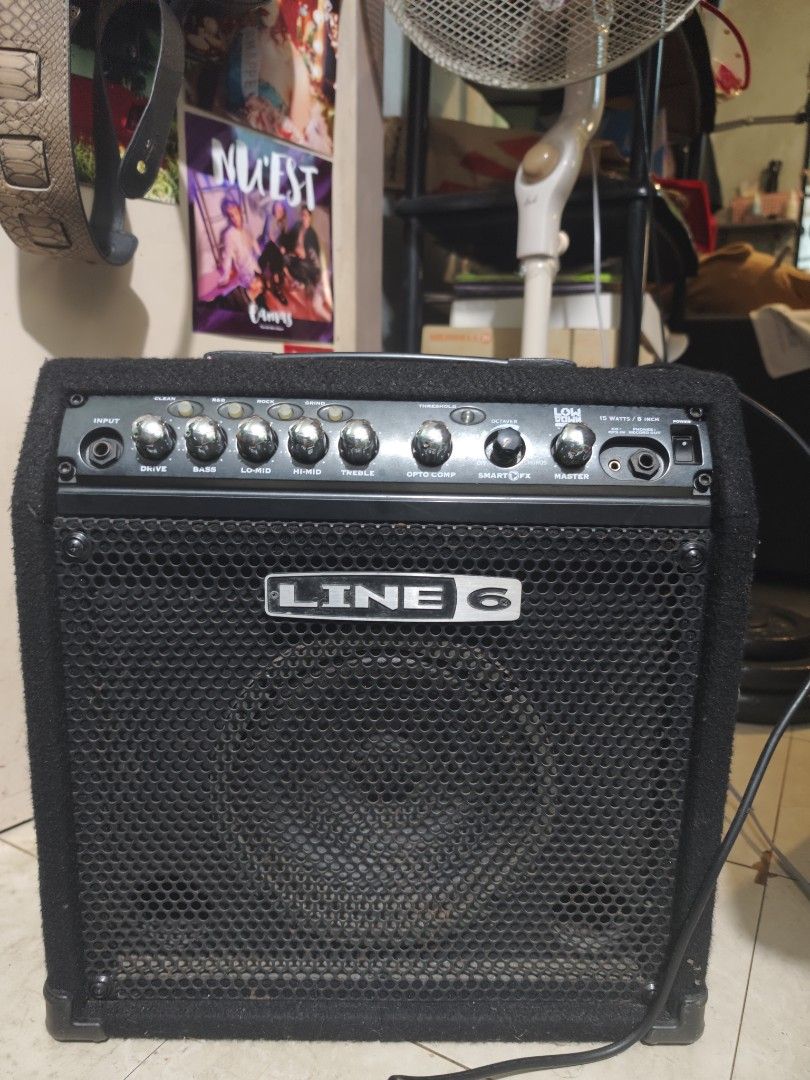 Line 6 LowDown LD15 Bass Amplifier 15 Watts (Category: Soundbars, Speakers & Amplifiers) located in Manila. Submitted by siyaiyan (Listing ID 1470026693, Image 1). Description: Line 6 LowDown LD15 bass amp. 15 watts of power with an 8-inch speaker. Multiple amp models like Clean, R&B, Rock, and Grind. Built-in effects include opto comp, envelope filter, octaver, and chorus. CD/MP3 input and headphones/record output jacks on the front panel. Can b