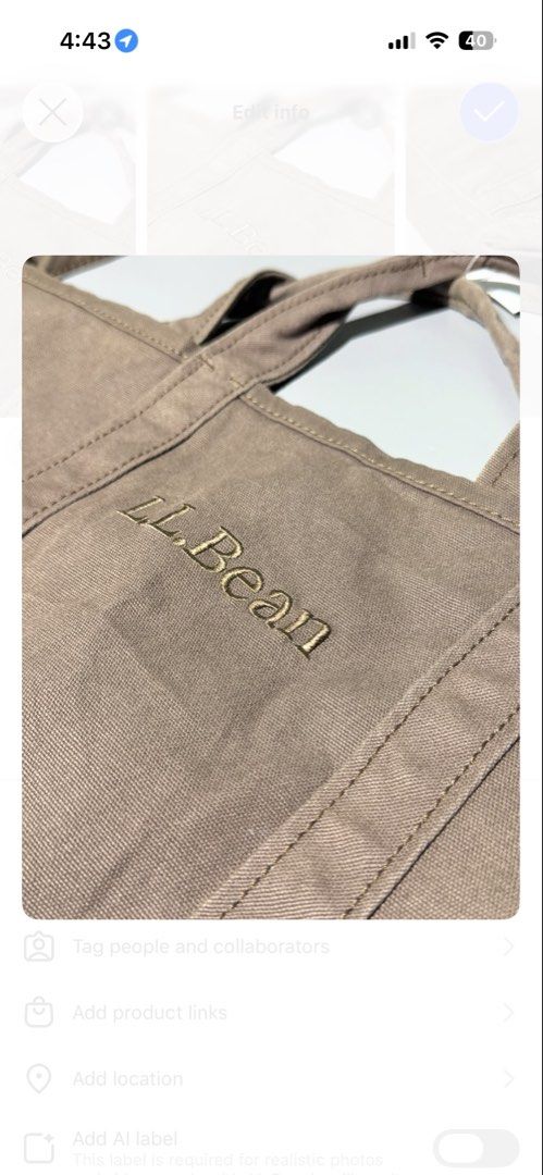 ll bean tote (Category: Tote Bags) located in Las Pinas. Submitted by weryouat (Listing ID 1470033083, Image 3). Description: Ll bean 2way Tote🚨🚨🚨⛰️ Organic Cotton Canvas Excellent Condition cut tag 20"width 12"length 1,600 only MOP BPI/GCASH SHIP VIA J&T/Lalamove PAYMENTS FIRST POLICY LAS PINASe📍.