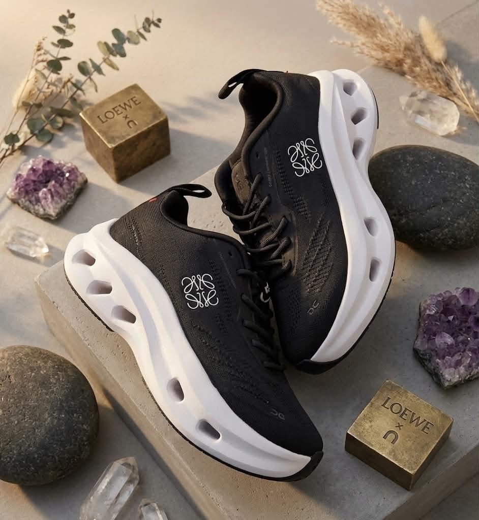 Loewe x On Cloudtilt Black cosmic (Category: Sneakers) located in Manila. Submitted by ellhys (Listing ID 1470133721, Image 1). Description: - 100% Authentic Loewe x On Cloudtilt Collaboration - Colorway: Sleek Black mesh upper with contrast white chunky hollowed-out sole - Signature Loewe Anagram logo stamped on the side - Convenient slip-on knit collar with adjustable black laces - Super lightweight runner design for all-day comfort - Includes 