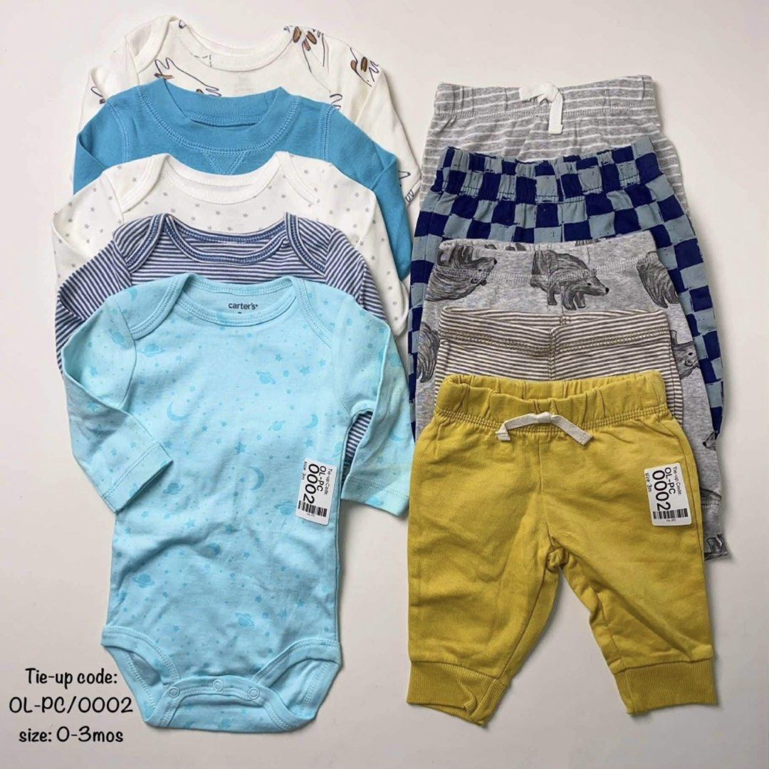 Longsleeve onesies and pants bundle (Category: Babies & Kids Fashion) located in Mandaue City. Submitted by esmaparel (Listing ID 1470138574, Image 2). Description: .
