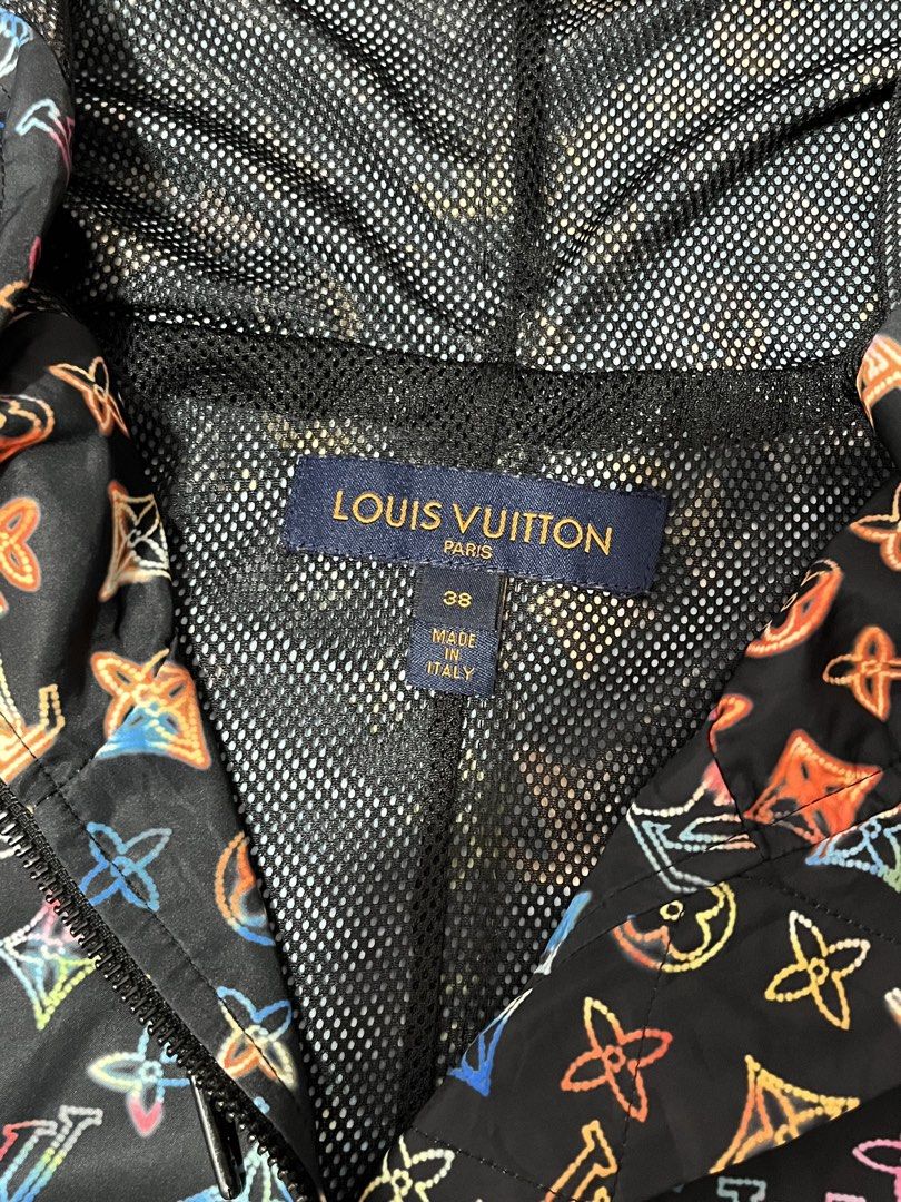 Louis Vuitton Multi Color All Logo Monogram Mahina Long Jacket (Category: Luxury Apparel) located in Tuguegarao City. Submitted by preowned_curation (Listing ID 1470000536, Image 2). Description: with Lace puller / lace adjustment on its back Hem Size 38 / can fit XL to 2XL Measurements: Length: 31 x Width: 24 Flawless 1,850 + SF.