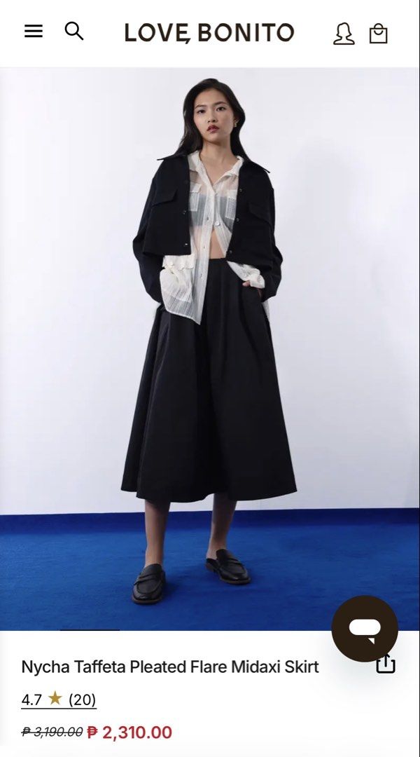 Love Bonito Black Midi Skirt (Category: Skirts) located in Quezon City. Submitted by spicycalimaki (Listing ID 1470051955, Image 3). Description: - size XS (24 waistline) - brand new, with tag - last price posted (SRP: ₱2k+) 🏷️ zara h&m mango uniqlo monki cotton on urban revivo bershka pull & bear love bonito editors market carino.