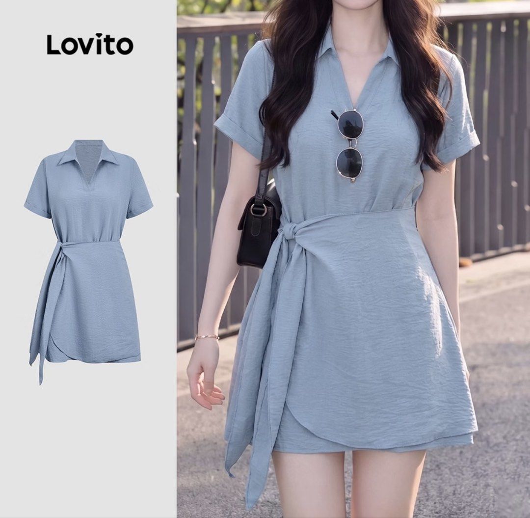 Lovito casual blue dress (Category: Dresses) located in Mandaluyong City. Submitted by dclutter.corner (Listing ID 1470129661, Image 1). Description: Used once. mejo masikip sakin. Bougt in orange app at ₱579.