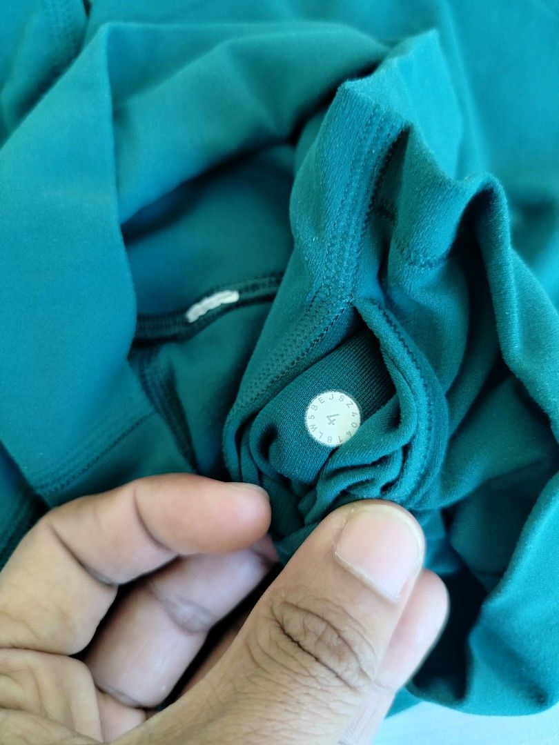 Lululemon Align High-Rise Leggings Teal Size 4 (Category: Activewear) located in Manila. Submitted by geraldquinto_917 (Listing ID 1470079438, Image 2). Description: - Brand: Lululemon - Size: 4 (tag confirmed in waistband pocket) -Length 33 - Color: Rich teal - Rise: High-rise for maximum comfort and support - Details: Signature logo on the back waistband, hidden pocket - Condition: Excellent, buttery soft fabric - Best for: Workouts, yoga, or e