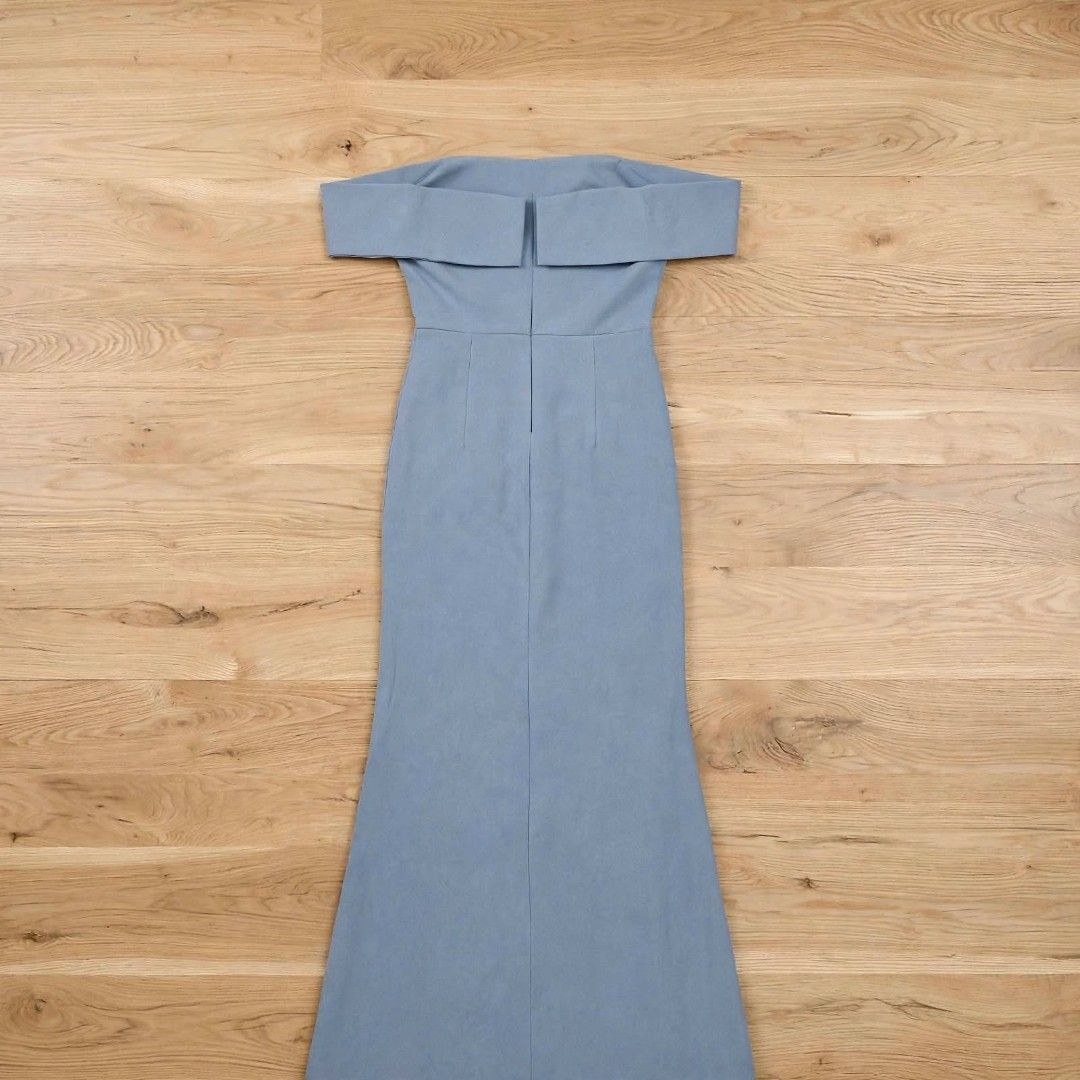 Small Size Wrapping Machine Lulus S Small - Dusty Blue Formal Gown - Off Shoulder Wrap Slit ...