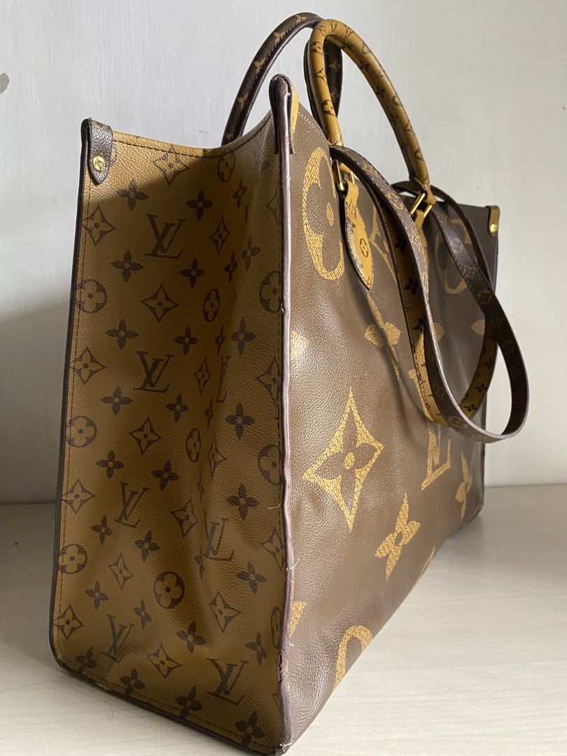 Lv monogram reverse tote (Category: Luxury Bags & Wallets) located in Cavite. Submitted by wildowl-0f14 (Listing ID 1469969472, Image 2). Description: - Brand: Louis Vuitton - Style: Monogram Reverse Tote Bag - Condition: Good (7/10) - Design: Iconic reverse monogram canvas with gold-tone hardware - Straps: Dual top handles and shoulder straps - Interior: Vibrant red fabric lining with zipper and slip compartments - Spacious and versatile for dai