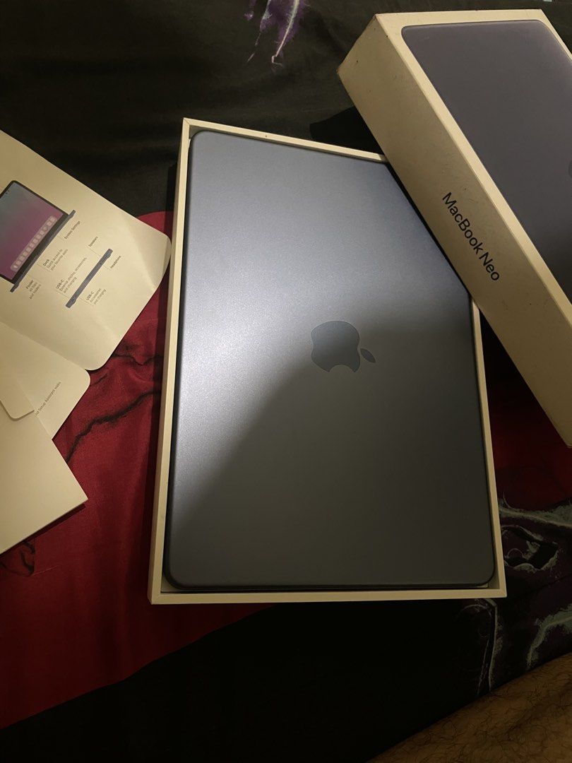 Macbook Neo Indigo 256gb 8gb ram No issue (Category: Laptops & Notebooks) located in Manila. Submitted by lestergian (Listing ID 1470048362, Image 1). Description: Selling my Macbook neo Indigo 256gb 8r am, with under warranty ,100% bat 30cc No issue No Scratches .