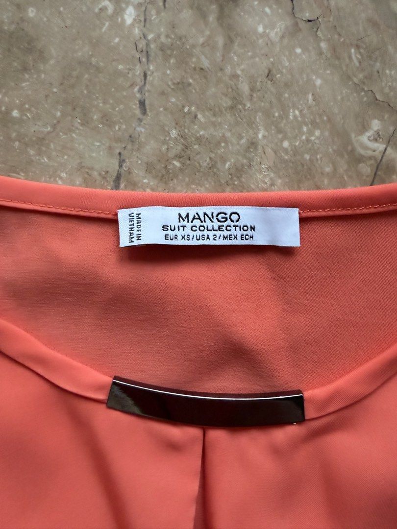 Mango Suit Collection Keyhole Blouse, Coral (Category: Blouses) located in Quezon City. Submitted by tidyup.lara (Listing ID 1470138230, Image 3). Description: Size XS Bust 36” Waist 36” Length 23” Condition 8/10: used but in good condition .