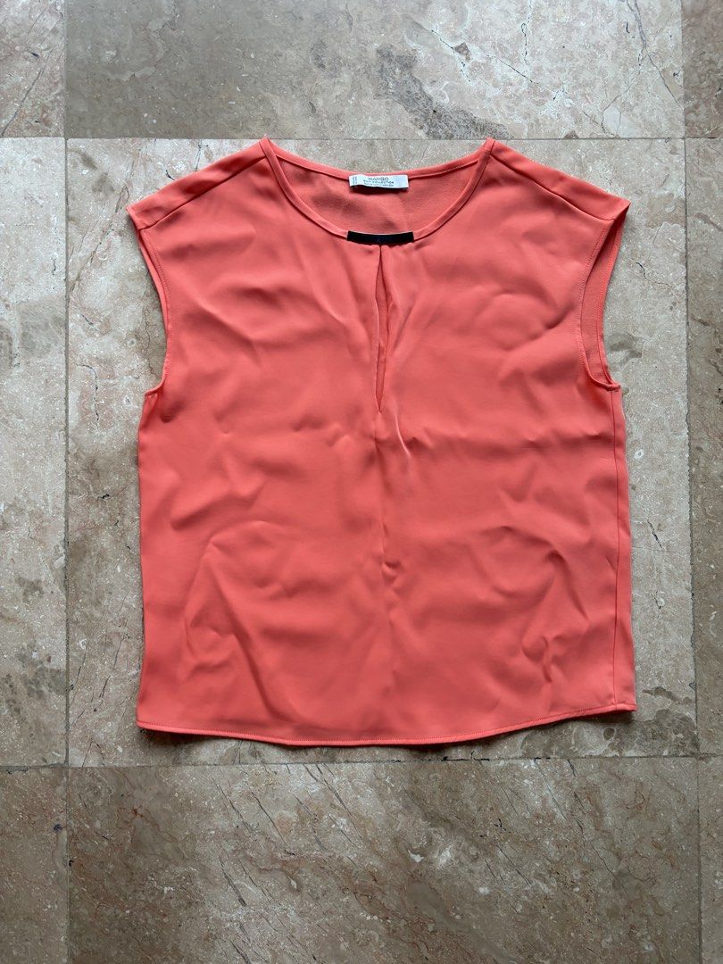 Mango Suit Collection Keyhole Blouse, Coral (Category: Blouses) located in Quezon City. Submitted by tidyup.lara (Listing ID 1470138230, Image 1). Description: Size XS Bust 36” Waist 36” Length 23” Condition 8/10: used but in good condition .